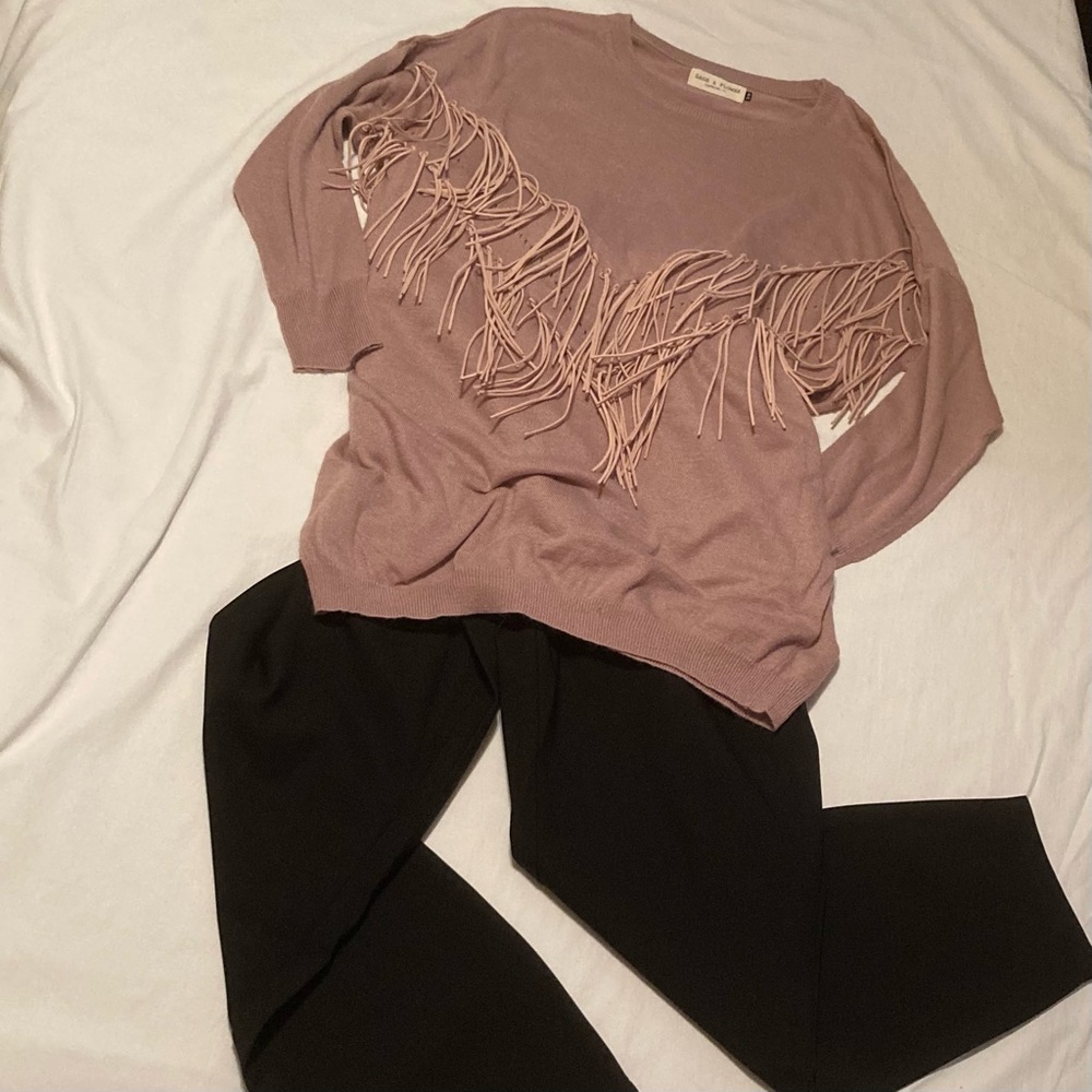 Sage & Flower Fringe Sweater S/M